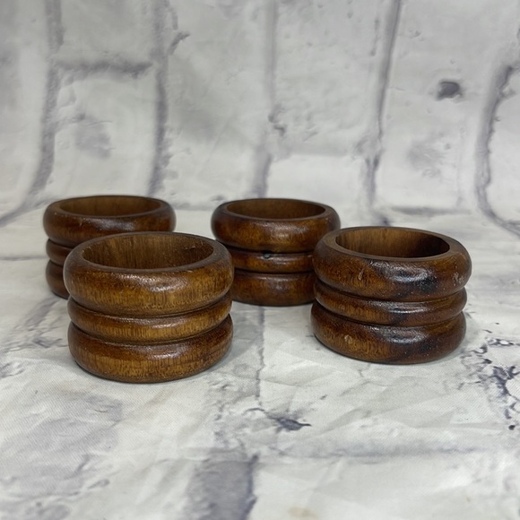 Vintage Wood Napkin Holders Wood Set of 4 Bohemian - Picture 4 of 5